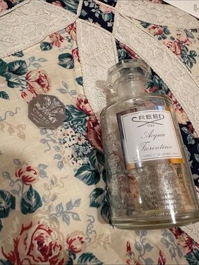 Creed Acqua Fiorentina Empty Clear Glass Perfume Bottle with Silver Cap Accent